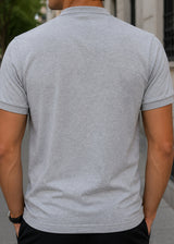 GUF CLOTHING Ανδρική κοντομάνικη μπλούζα γκρι Mao Polo Slim Fit 00124-3-grey CP2200