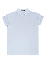 Κοντομάνικη μπλούζα τύπου πόλο GUF - A-150-2 - basic polo slim fit tee λευκό
