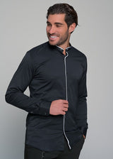 Ανδρικό μακρυμάνικο πουκάμισο μάο Ben Tailor-BENT.1168- Mao Design μαύρο