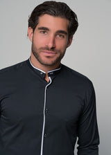 Ανδρικό μακρυμάνικο πουκάμισο μάο Ben Tailor-BENT.1168- Mao Design μαύρο
