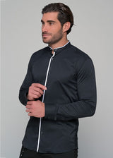 Ανδρικό μακρυμάνικο πουκάμισο μάο Ben Tailor-BENT.1168- Mao Design μαύρο