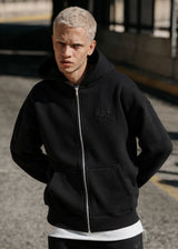 TWO BROTHERS Ανδρική ζακέτα φούτερ με κουκούλα  basic logo zip-up  - Μαύρη BF-26910