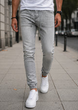 GUF CLOTHING - Ανδρικό παντελόνι τζιν με λάστιχο Slim Fit - Γκρι  BK-472