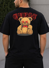 QUEST CLOTHING Ανδρική κοντομάνικη μπλούζα μαύρη BEAR BL-27