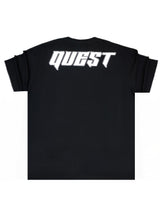 QUEST CLOTHING Ανδρική κοντομάνικη μπλούζα μαύρη QUEST LOGO BL-38