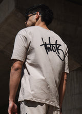 TWO BROTHERS Ανδρική κοντομάνικη μπλούζα Graffiti Sign ovesized μπεζ BT-25800-beige