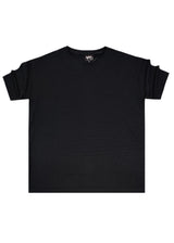 TWO BROTHERS - Ανδρικό t-shirt regular fit wafla - Μαύρο BT-26700