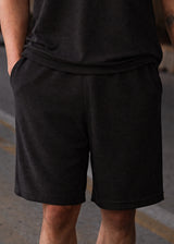 TWO BROTHERS Ανδρική βερμούδα μαύρη Terry Cloth BT-26780-black