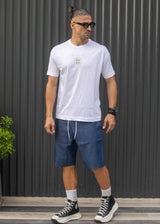 HENRY CLOTHING Ανδρική βερμούδα υφασμάτινη τύπου τζιν 8-112-blue