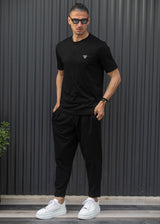 Ανδρική κοντομάνικη μπλούζα Henry clothing - 3-730 - basic logo t- shirt μαύρο