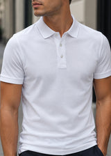 GUF CLOTHING Ανδρική κοντομάνικη μπλούζα τύπου πόλο λευκή Slim Fit CP2200-2