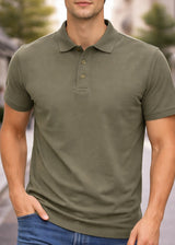 Κοντομάνικη μπλούζα τύπου πόλο GUF-CP2200-basic polo slim fit tee khaki