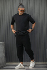 HENRY CLOTHING - Ανδρικό φθινοπωρινό παντελόνι - Μαύρο 8-145