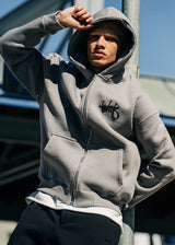 TWO BROTHERS Ανδρική ζακέτα φούτερ με κουκούλα  basic logo zip-up  - Ice BF-26910