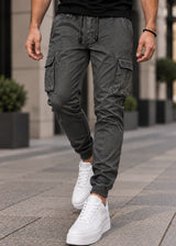 GUF CLOTHING - Ανδρικό cargo παντελόνι regular fit - Γκρι FS002