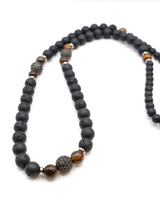 GUF CLOTHING Αλυσίδα από πέτρες λάβας Brown beads - Μαύρο GCK041