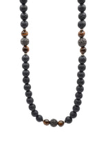GUF CLOTHING Αλυσίδα από πέτρες λάβας Brown beads - Μαύρο GCK041