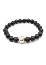 GUF CLOTHING - Βραχιόλι μαύρο Siver Sphere - GNG0221