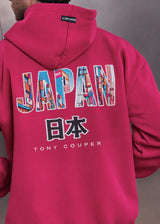 TONY COUPER - Ανδρικό μακρυμάνικο φούτερ με κουκούλα Japan - Magenta H27/25