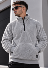 Ανδρική φούτερ με κολάρο New wave clothing - 232-39 - half zip sherpa design γκρι