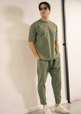Ανδρική κοντομάνικη μπλούζα Close Society - S25-10 - simple oversized χακί
