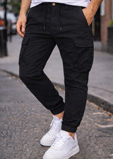 Ανδρικό cargo παντελόνι GUF-KS22-738-black regular fit μαύρο