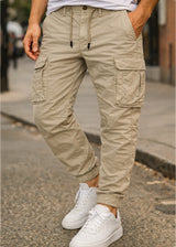 GUF CLOTHING Ανδρικό ανοιξιάτικο cargo παντελόνι σκούρο μπεζ KS22-738-dark beige
