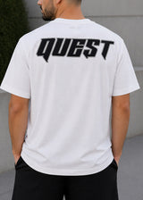 QUEST CLOTHING Ανδρική κοντομάνικη μπλούζα λευκή QUEST LOGO WHT-35-white