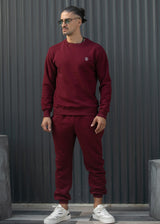 HENRY CLOTHING - Ανδρικό φούτερ με κέντημα regular fit - Burgundy 3-802